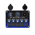 5 Painel de interruptor de alternância de gangues 12v-24V dual USB